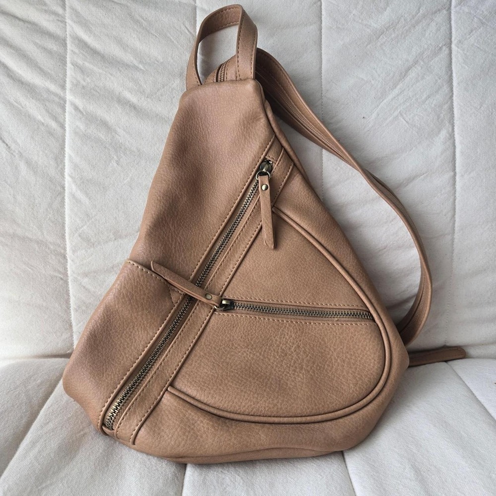 Antik Kraft faux leather tan sling bag‎